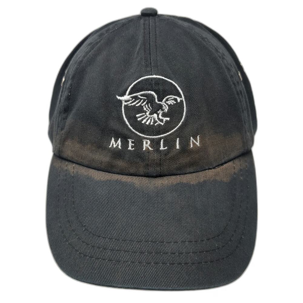 KC Caps Merlin Eagle Black One Size Baseball Cap Slideback Embroidered Bird